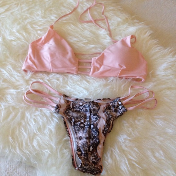 Pink Python Brazilian Cut Super Sexy Bikini - Picture 3 of 8